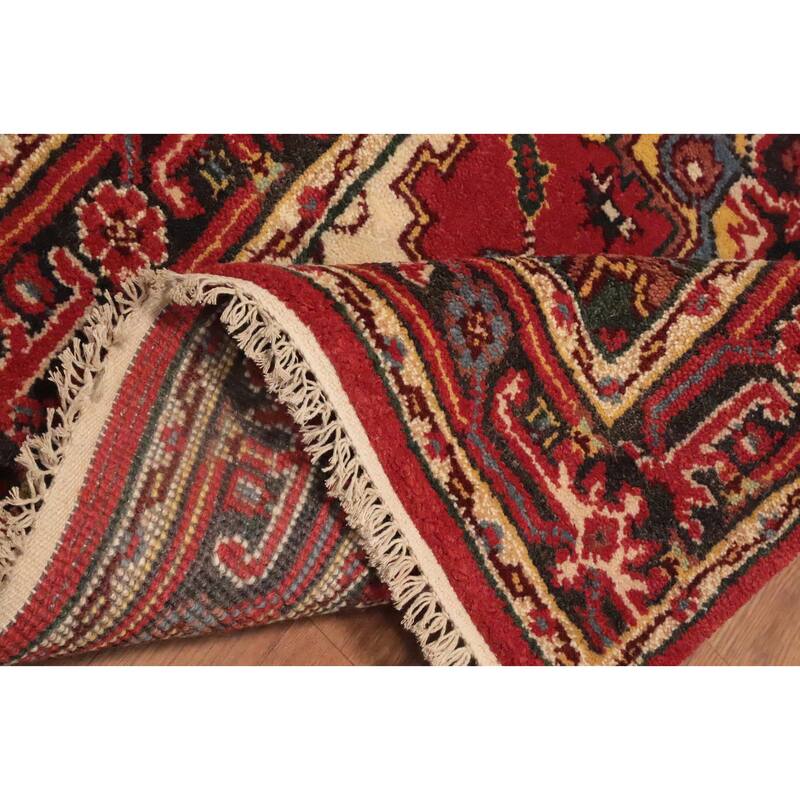 Hand Knotted Oriental 100% Wool Carpet Traditional Geometric Red Heriz (serapi) Area Rug - 5' 2'' X 2' 11''