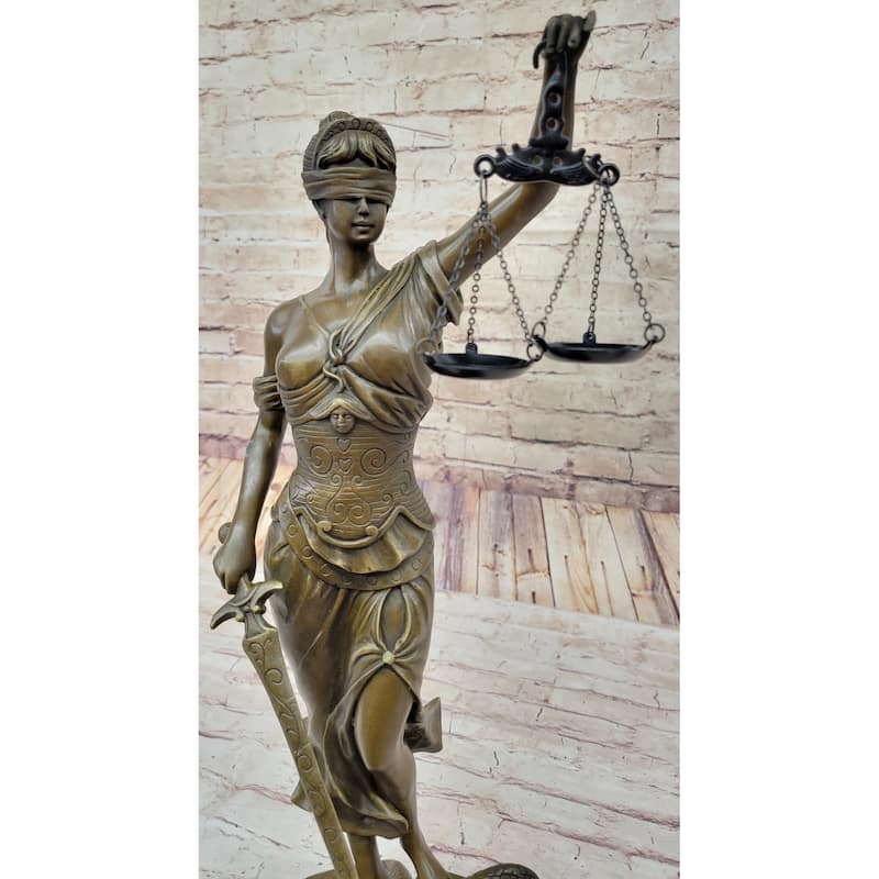 Themis Lady Justice Bronze Statue Sculpture Figure Lawyer Attorney Decor 19 Inches X 8 Inches