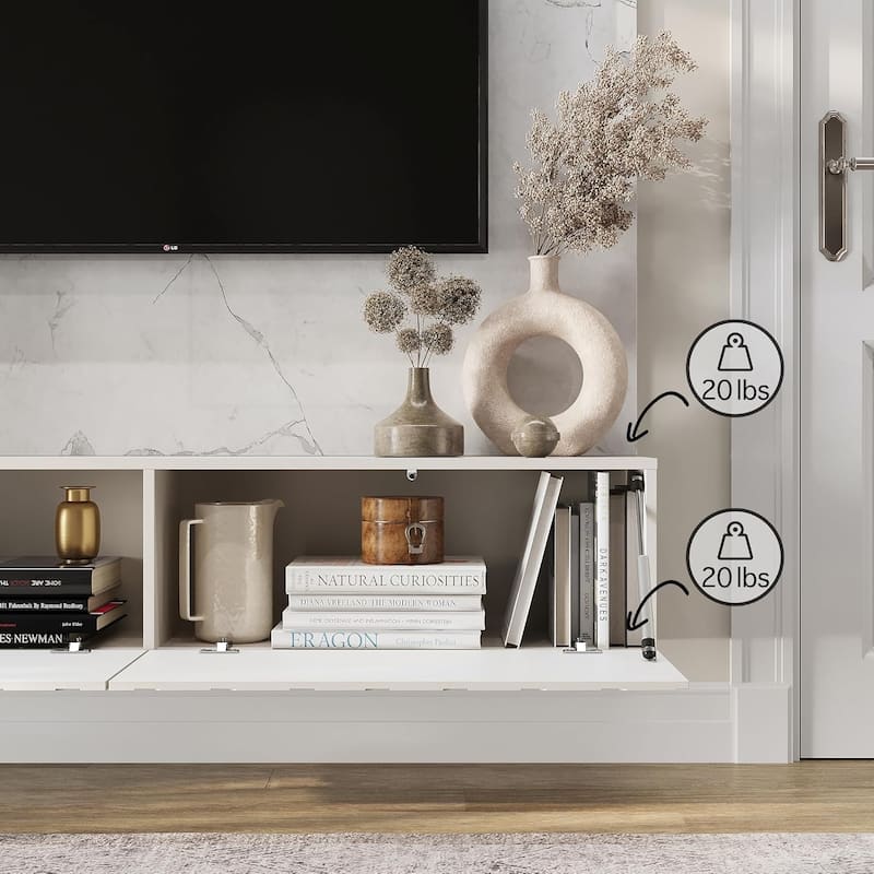 Living Skog Alessio White 59 in. Floating TV Stand Fits TV's up to 65 in. with Wall Mount Feature