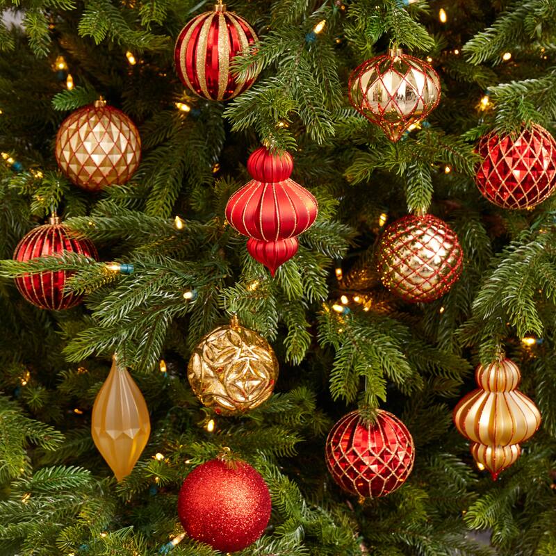 Holiday Lux Shatterproof, 12 Count Christmas Tree Ornament Set, 100mm