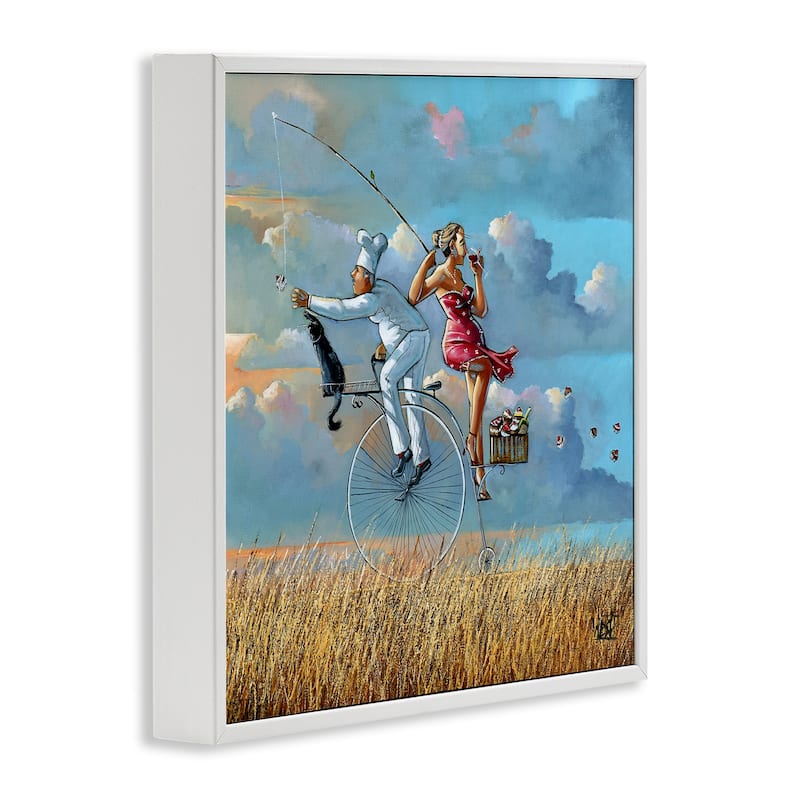 Stupell Charming Lady & Chef Bicycle View Framed Giclee Art Design By Ronald West