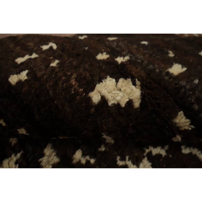 Hand Knotted Oriental 100% Wool Carpet Tribal Abstract Brown Moroccan Area Rug - 7' 11'' X 5' 7''