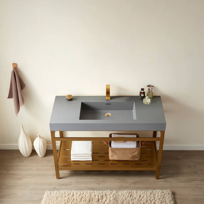 Ablitas 48" Single Vanity in Metal with Stone Sink Top