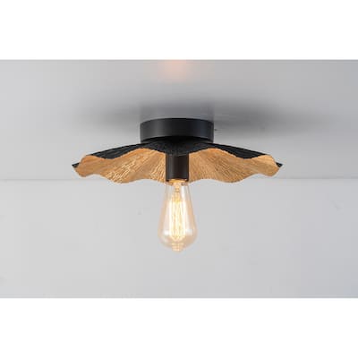 Modern 1-Light Metal Flush Mount - Black - 13-in W x 3.5-in H