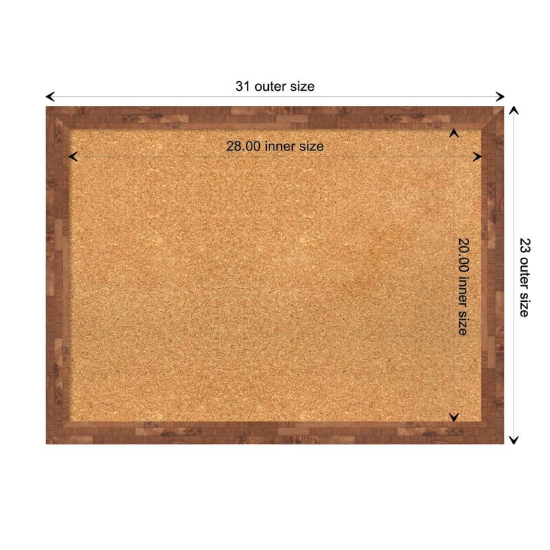 Fresco Wood Framed Natural Corkboard Bulletin Board - Fresco Light Pecan - Board Size 28x20
