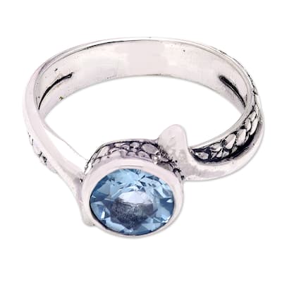 Novica Handmade Loyal Embrace Blue Topaz Single Stone Ring