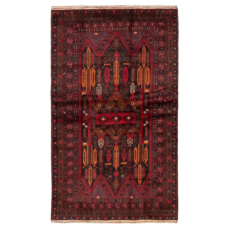 Teimani Red Rug 3'11" x 6'9" - 3'11 x 6'9 - Dark Red - 3'11 x 6'9
