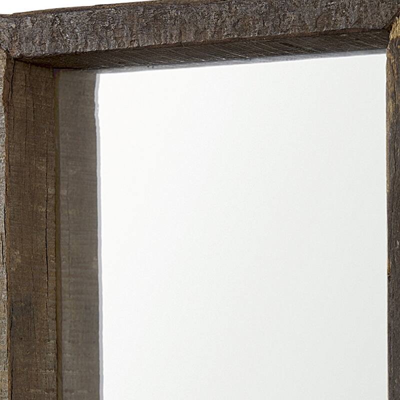 HomeRoots 18" Brown Solid Wood Framed Accent Mirror - 12.00 in. x 18.00 in. x 2.00 in.