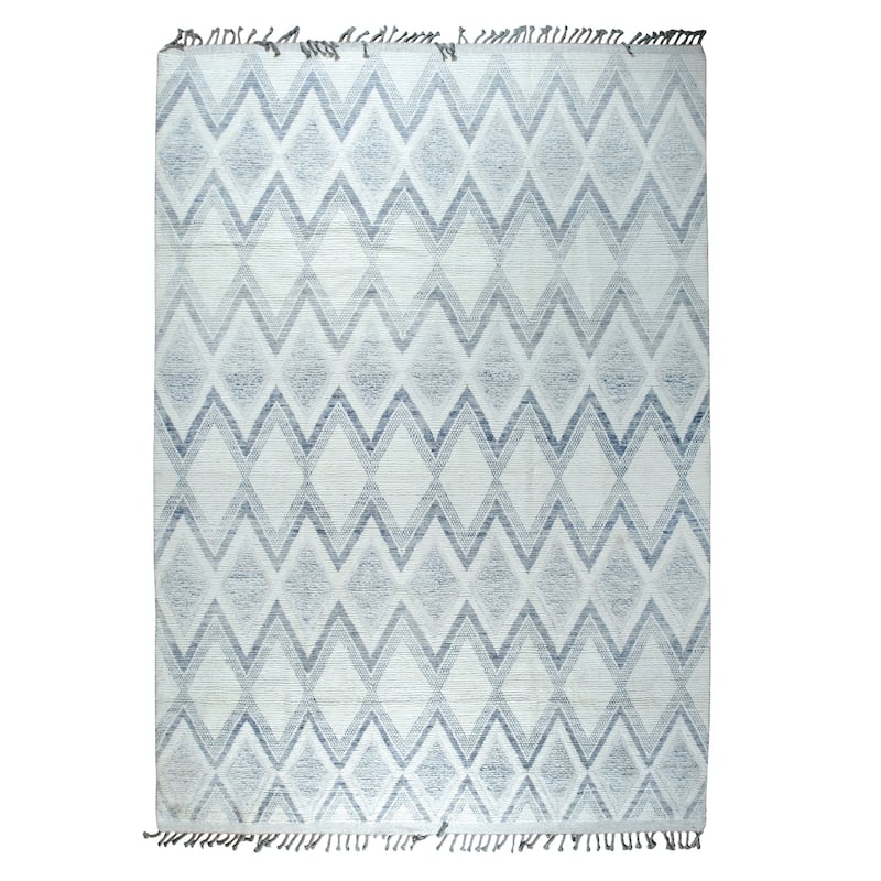 Home Decor Ivory Hand-Knotted Wool Contemporary Geometric Marrakech Handspun Area RugTimeless Elegance for Living Room, Bedroom,