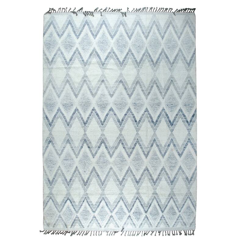 Home Decor Ivory Hand-Knotted Wool Contemporary Geometric Marrakech Handspun Area RugTimeless Elegance for Living Room, Bedroom, - 9' x 13' - Ivory - Rectangle