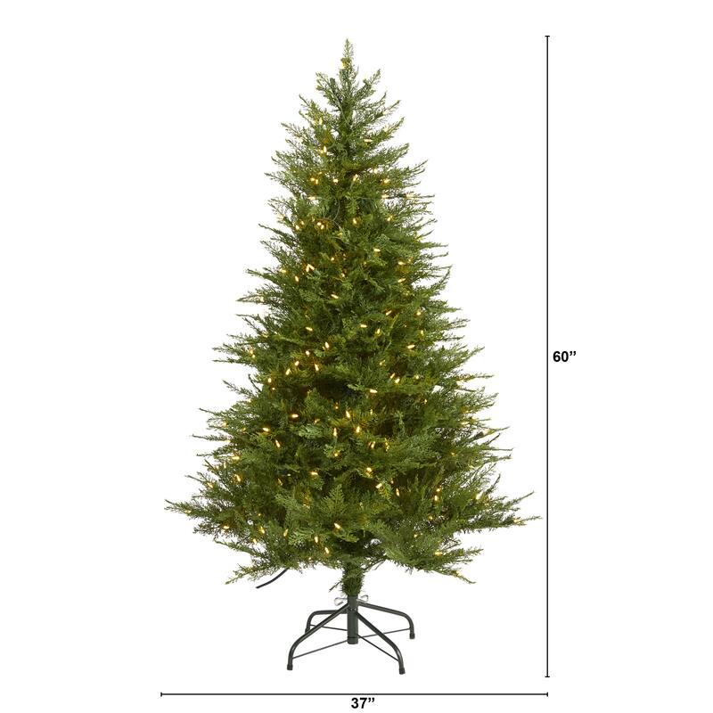 5' Wisconsin Fir Artificial Christmas Tree with 250 Warm White LED Lights and 578 Bendable Branches