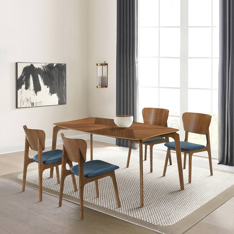 Kalia 5 Piece Wood Dining Set - Blue/Walnut