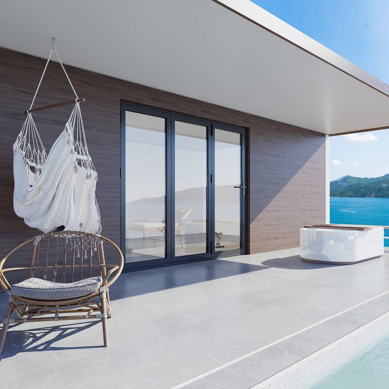 KaMic 96" x 80" 3-Panel Aluminum Patio Folding Door Right to Left-Outswing