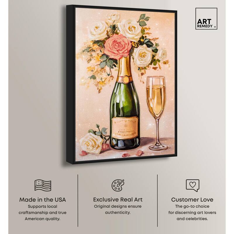 Blooming Champagne Vase Canvas by Art Remedy