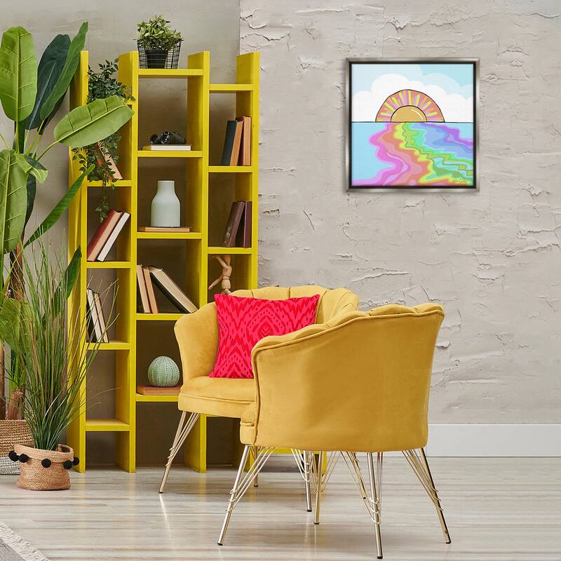 Stupell Swirling Rainbow on Sea Surface Framed Floater Canvas Wall Art Design By Katie Conley