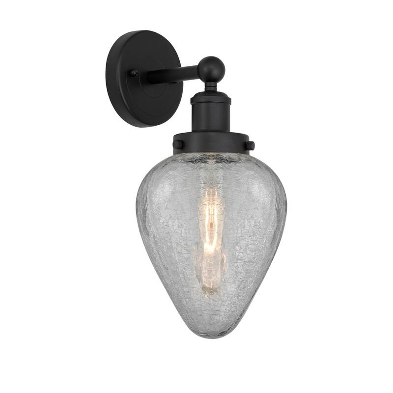 Innovations Lighting 616-1W-12-6 Geneseo Sconce Geneseo 12" Tall Wall - Matte Black / Clear Crackle