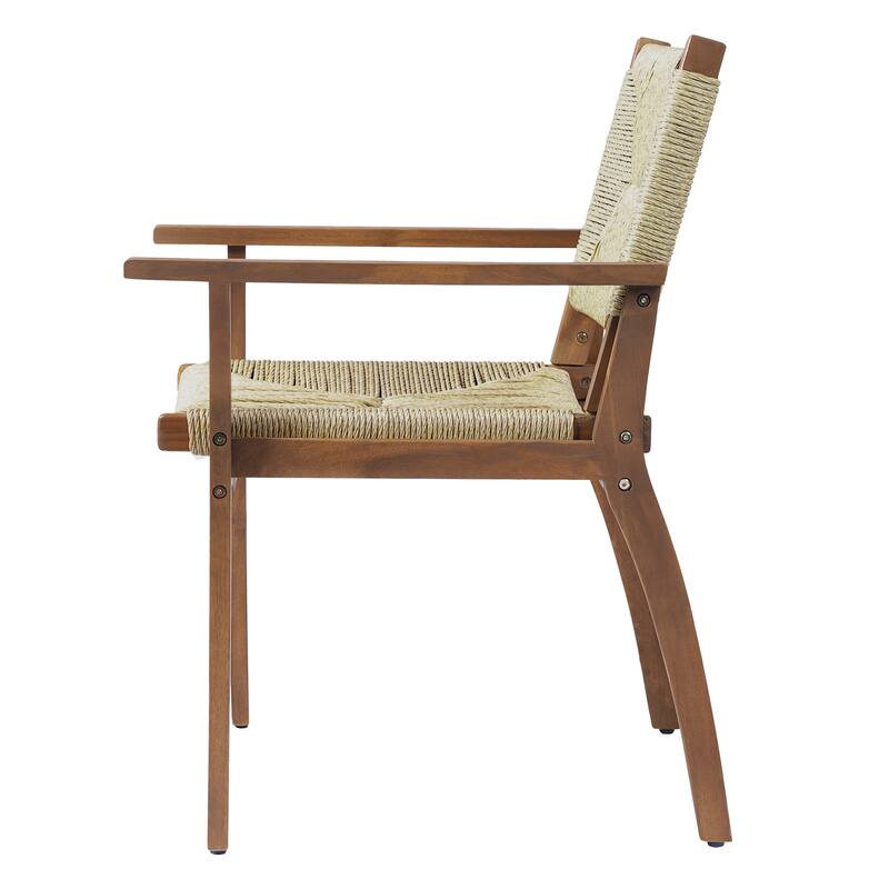 Christopher Knight Home - Outdoor Acacia Wood Dining Chair with Handwoven Wicker Seat (Set of 2)