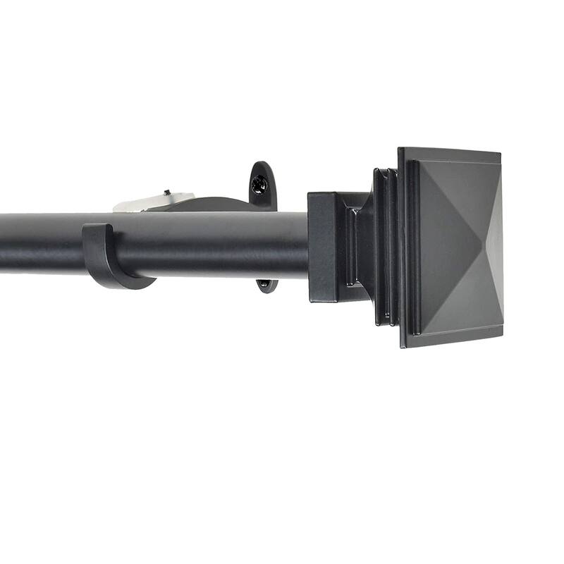 Deco Window 1 Inch Adjustable Curtain Rod for Windows & Doors Curtains with Square Finials & Brackets Set