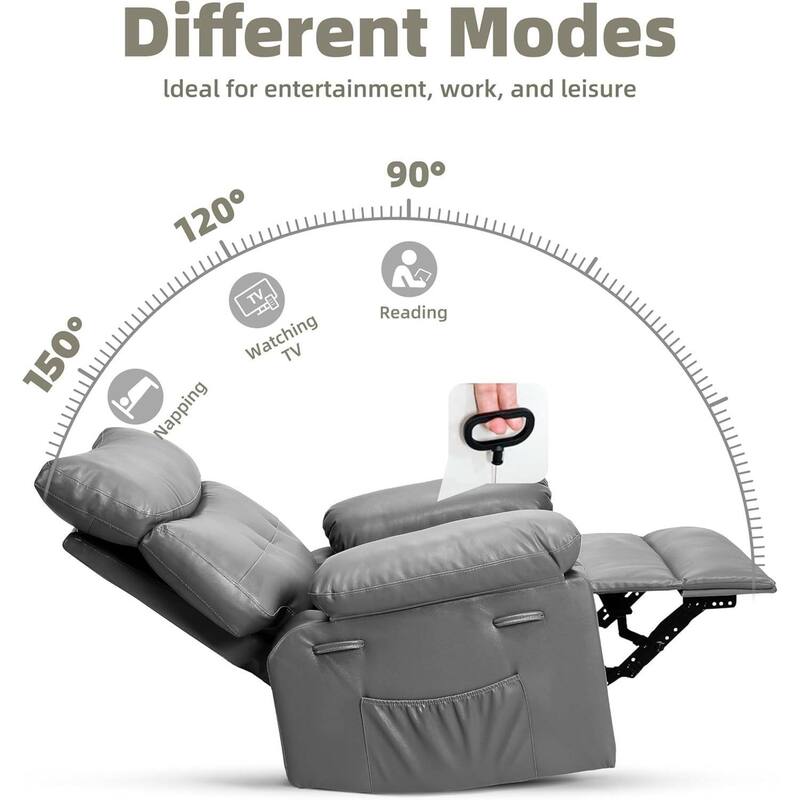 Oversized Wide Manual Recliner Sofa Chair with Foldable Armrests for Living Room Bedroom