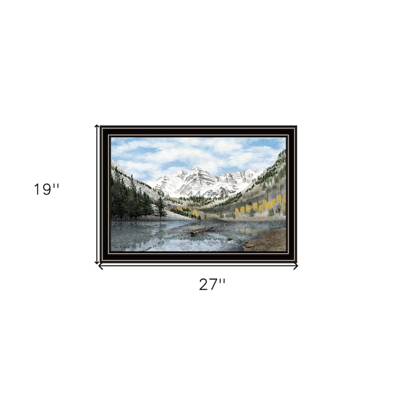 HomeRoots Snowy Mountain Landscape Black Framed Wall Art