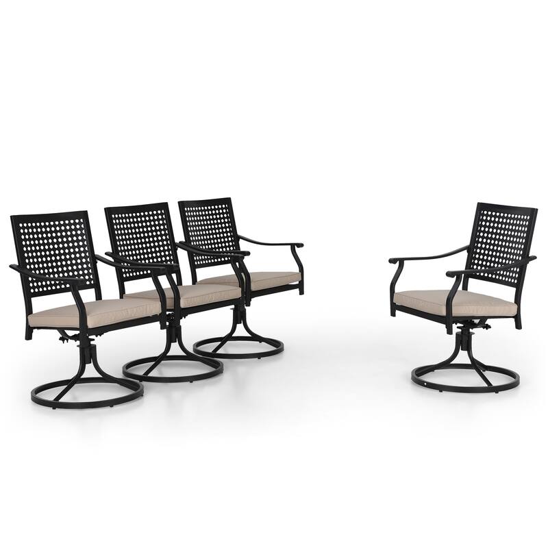 Patio Dining Chairs Metal Swivel and Comfortable with Movable Cushions，Set of 2/4