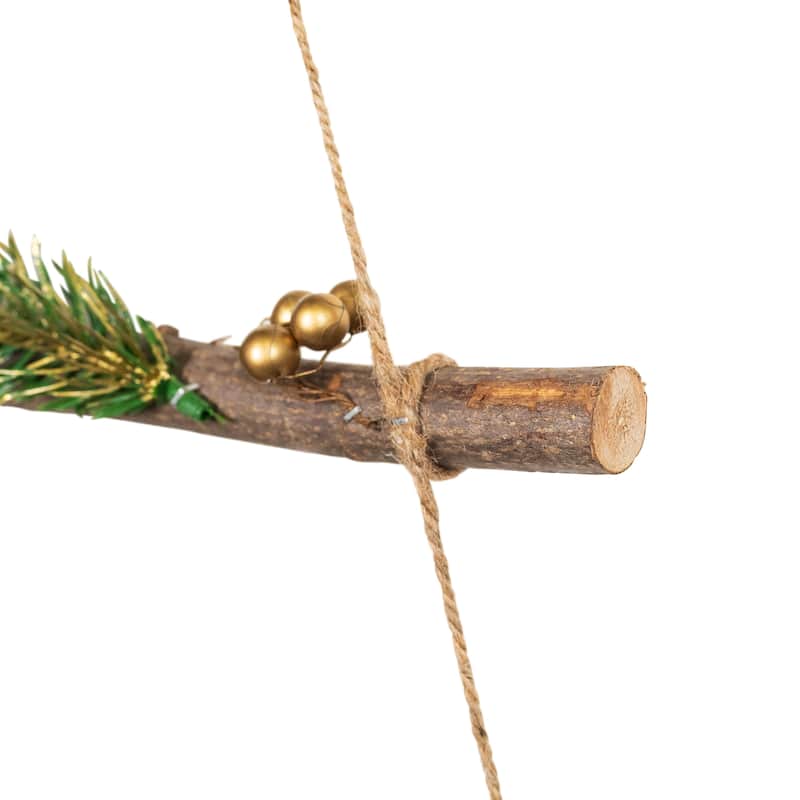 Star and Pinecone Hanging Tree Wooden Christmas Wall Decoration - 30"