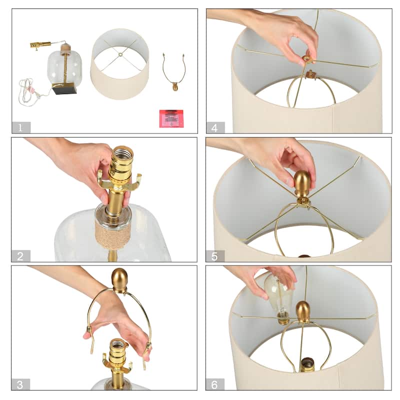 Zoey Coastal 24 IN Gold Table Lamp Clear Seeded Glass Base Desk Light - D14"xH24"