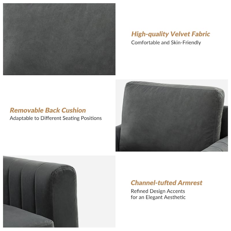Ganymedes Modern Velvet Accent Arm Chair with Golden Legs by HULALA HOME