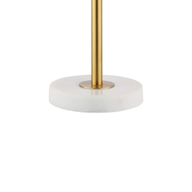 Dino 28" 2-Light Coastal Vintage Iron LED Table Lamp, Brass Gold/White by JONATHAN Y