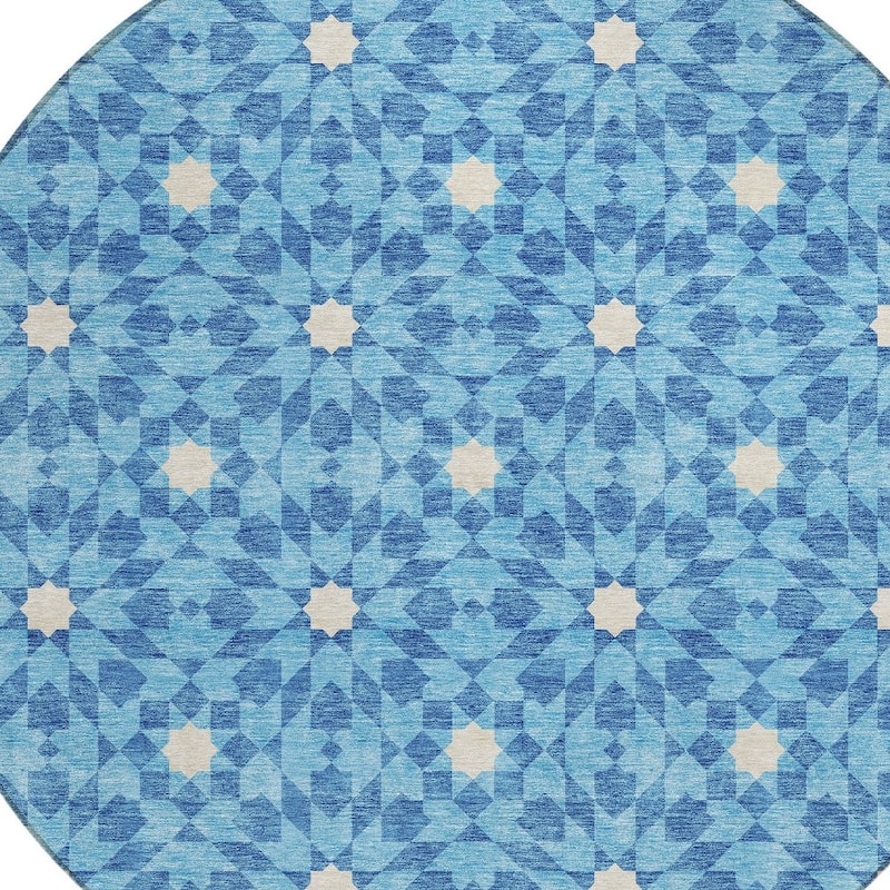 HomeRoots Floral Medallion Transitional Rectangle Outdoor Rug