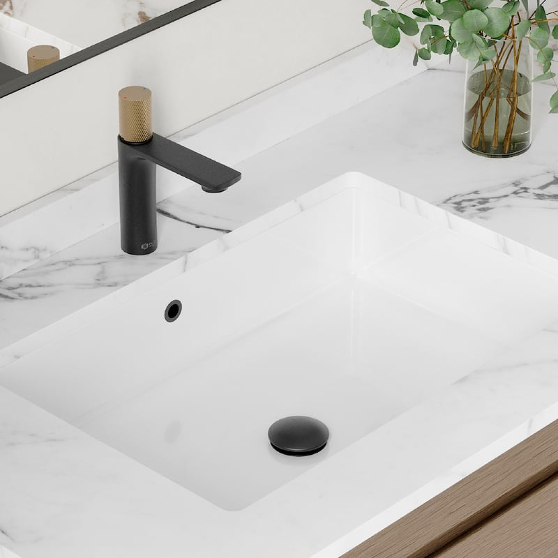STYLISH 24.5 inches Rectangular Undermount Ceramic Bathroom Sink with 2 Overflow Finishes - 24.5 " x 16.5" x 6.5"