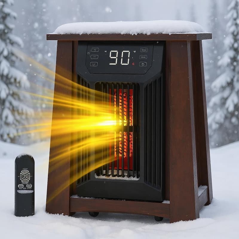 1500W Infrared Space Heater, with 8 Heating Quartz Elements - Brown