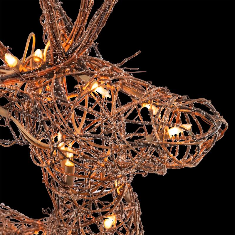 Alpine Corporation Standing Rattan Reindeer Decoration with White Halogen Lights