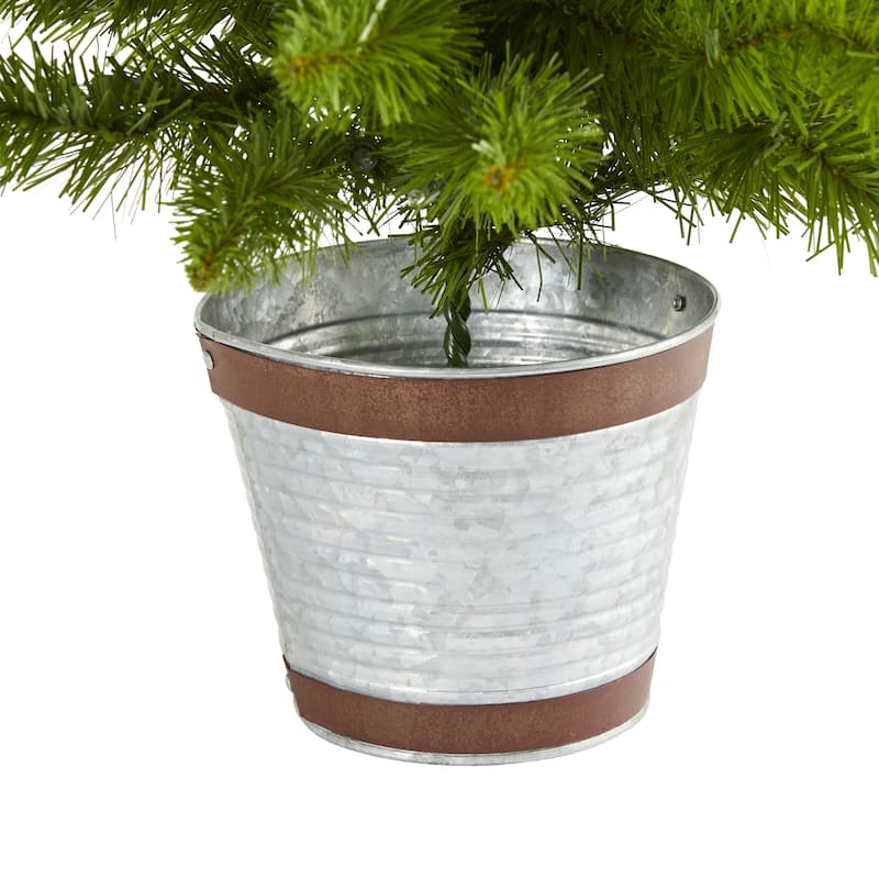 3ft. Pine Artificial Christmas Tree with 50 Warm White Lights and 143 Branches - Compact Holiday X-Mas Accent Tree