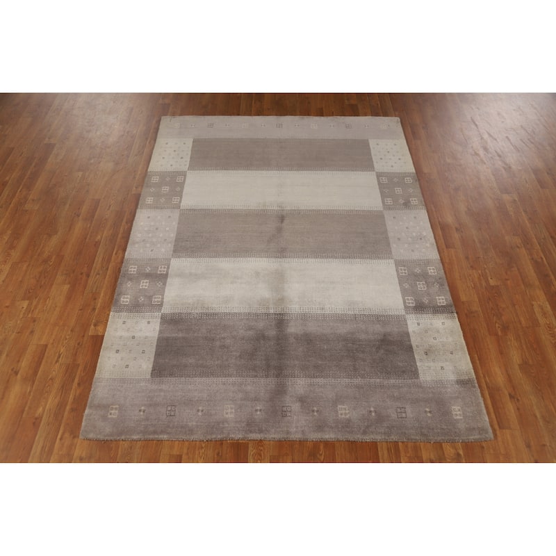 Gabbeh Tribal Indian Area Rug Hand-Knotted Wool Carpet - 5'4" x 7'7"