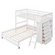 preview thumbnail 15 of 19, Wooden Twin Over Full L-Shaped Bunk Bed Wheels
