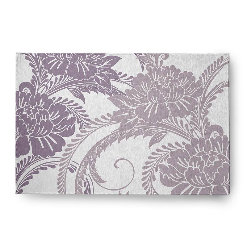 Flower Flourish French Country Chenille Area Rug - Purple - 4' x 6'