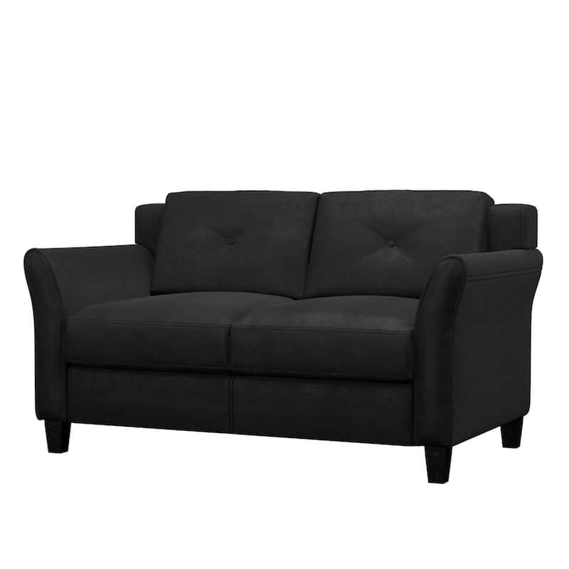 Modern 2-Seater Upholstered Microfiber Loveseat Sofa with Tufted Cushions for Living Room - 32.7'' H x 56.3'' W x 31.5'' D - Black