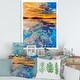 preview thumbnail 5 of 8, Designart "Orange Sunset Over Whirly Blue Waves" Nautical & Coastal Framed Art Print 12 In. Wide x 20 In. High - White