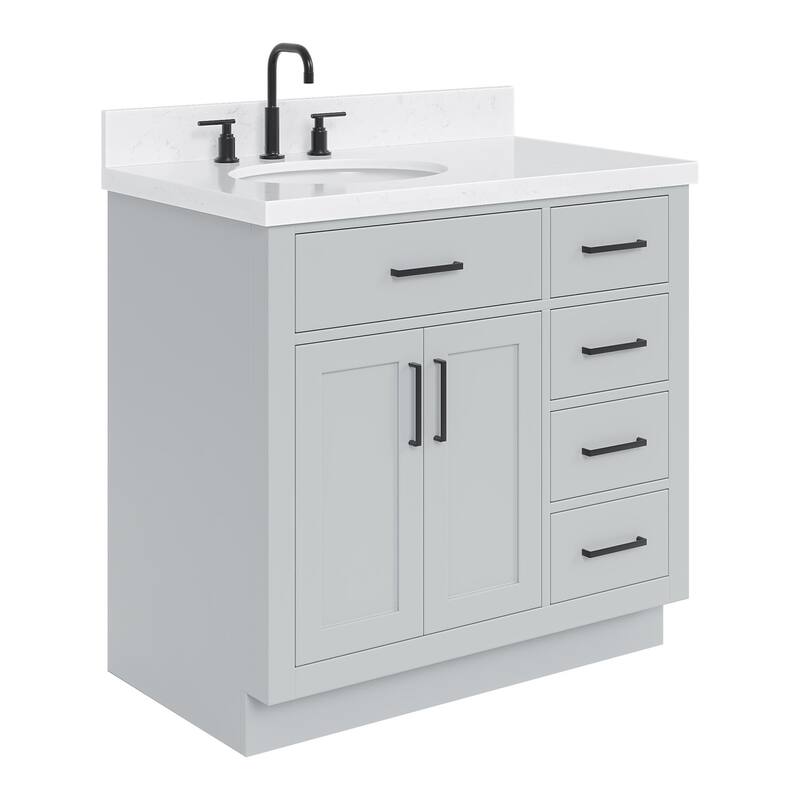 Ariel T036SLCQOVO Hepburn 36" Free Standing Single Basin Vanity Set