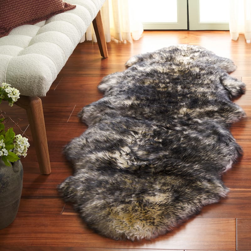 SAFAVIEH, Handmade Natural Kirstie Leanca 3.4-inch Thick Rug - 2' x 8'5" Runner - Ivory/Dark Charcoal