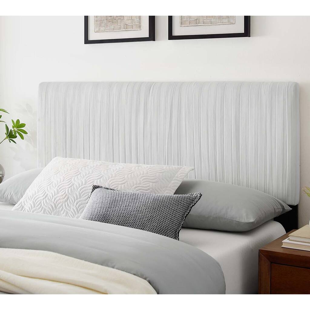 Montrose White Velvet Upholstered Twin Size Headboard