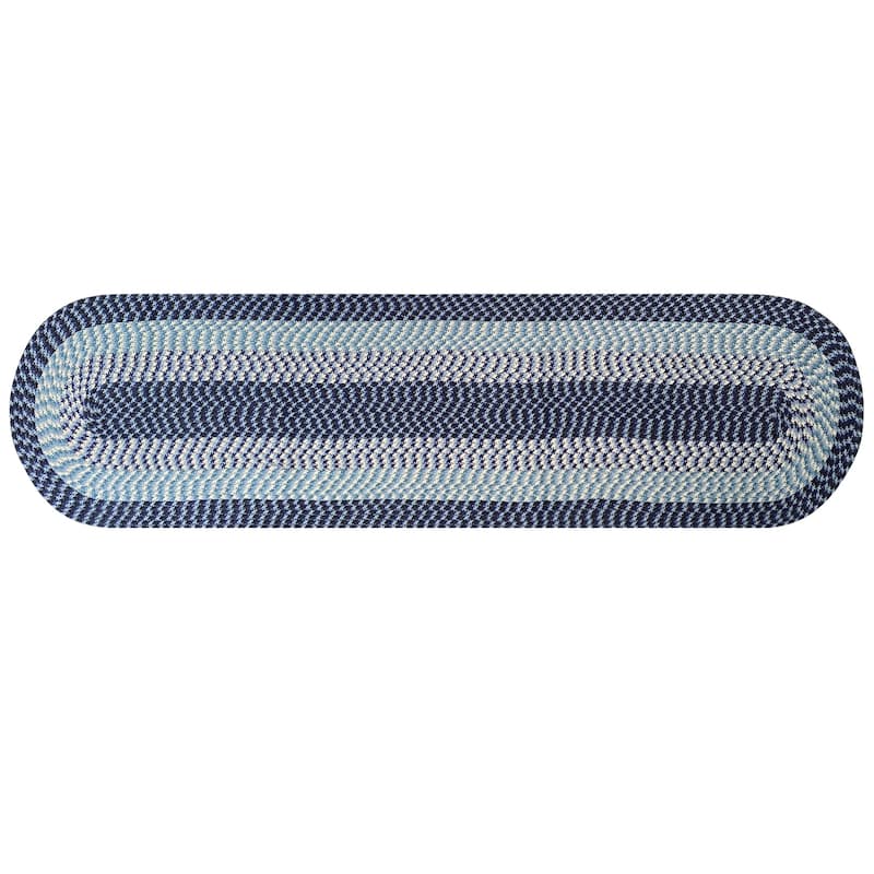 Better Trends Alpine Braid 100% Polypropylene Stain-resistant & Double-Sided Reversible Durable Indoor Area Utility Rug - 24" x 108" Runner - Navy Stripe