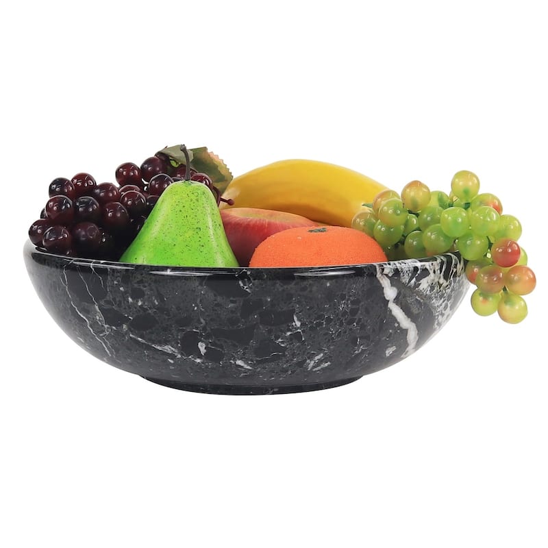 Marble Fruit Bowl 10'Handmade Fruit and Vegetable Holder - Decorative Bowl For Kitchen Counter Décor - Black