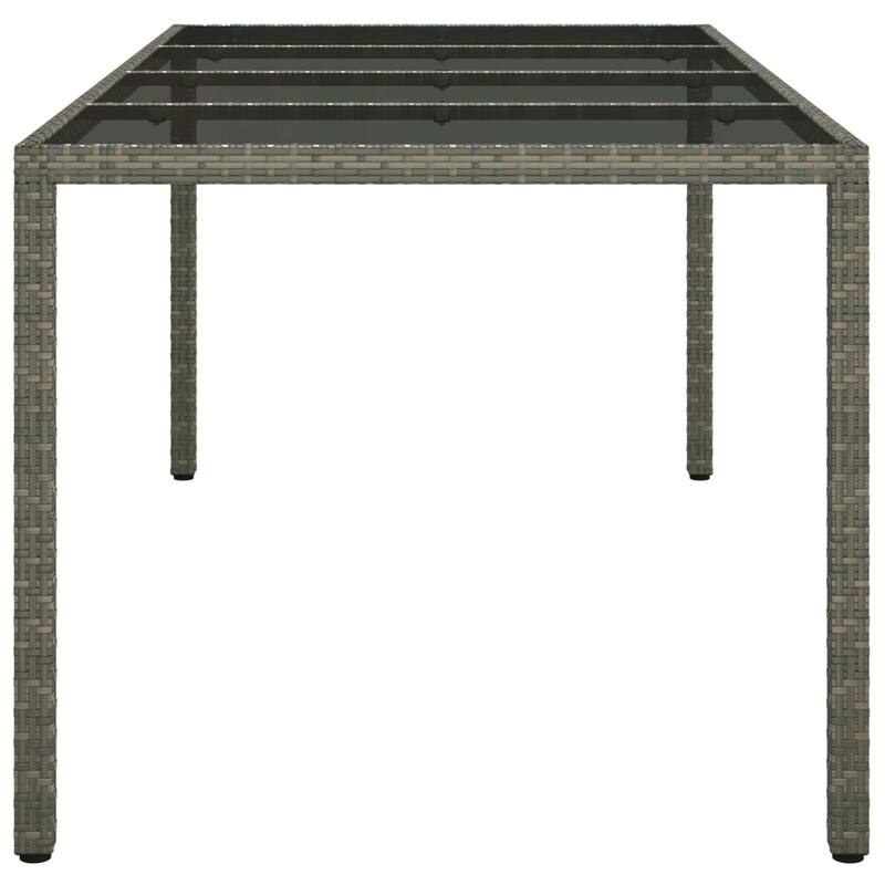 vidaXL Patio Table 74.8" Tempered Glass and Poly Rattan Table Multi Colors - 74.8 x 35.4 x 29.5 in