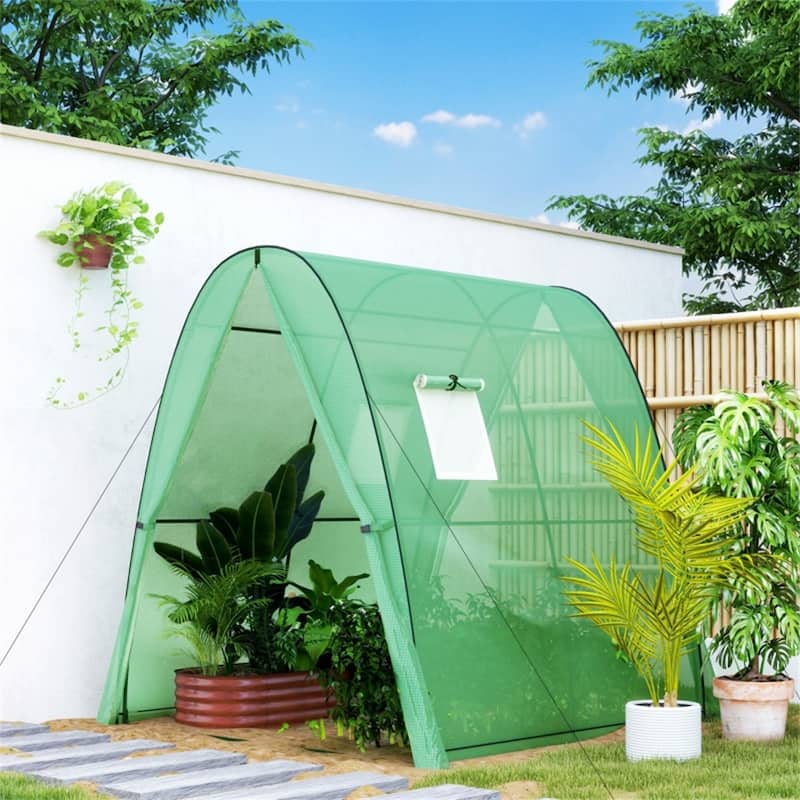PE Steel Gothic Arch Mini Greenhouse with Roll-Up Doors
