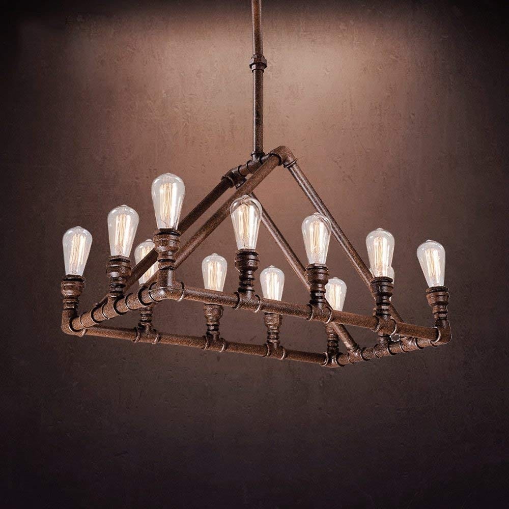12 light vintage industrial chandelier, rustic copper pipe  chandelier - Chandeliers For Bedrooms by Overstock.com