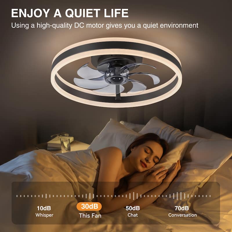 20"/23" Low Profile Dimmable Smart Ceiling Fan with Lights and Remote(6/7 ABS Blades)