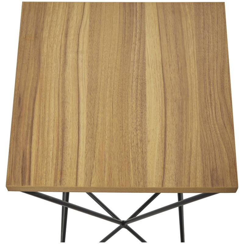 Metal Accent Table with Brown Wood Top - Black - Roche River Decor