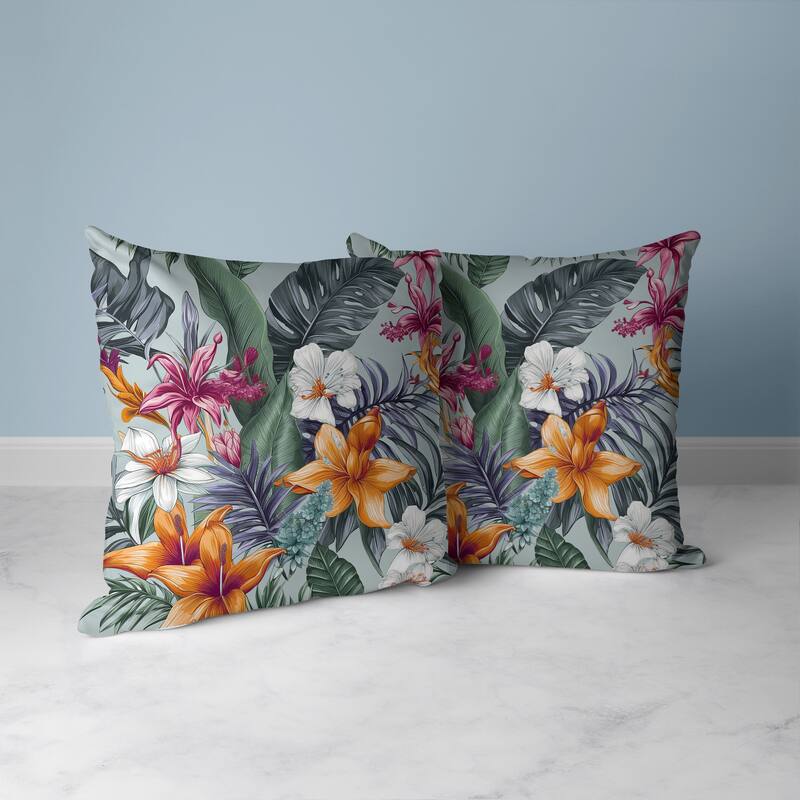 Rainforest Reverie Faux Suede Reversible Throw Pillow Multi and Silver